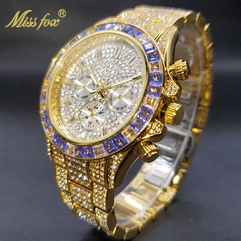 fake diamond watches mens|moissanite iced out watch.